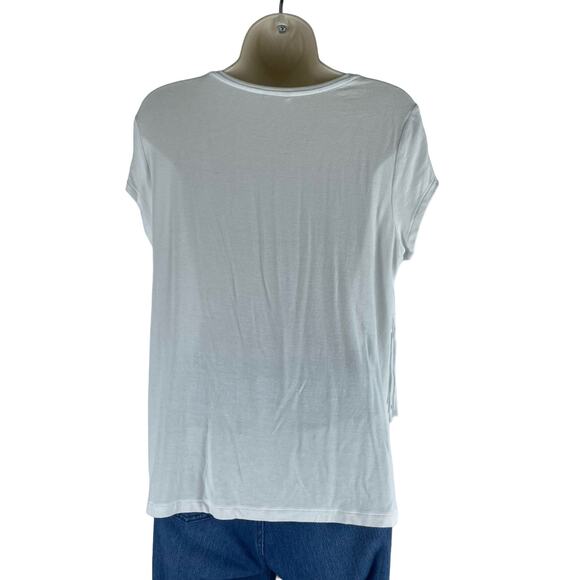 Zenergy by Chico’s Short Sleeve Fringed T Shirt Top White Tee Size 0/ S - Picture 4 of 6